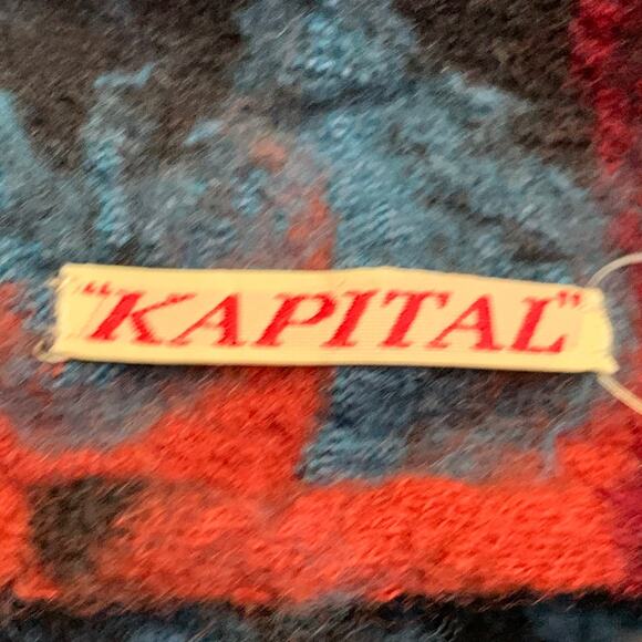 KAPITAL Blue Multi Color Abstract Wool Scarf - Picture 4 of 4